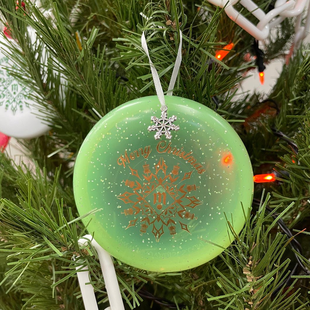 #48 Disc Golf Mini Marker Christmas green ornament